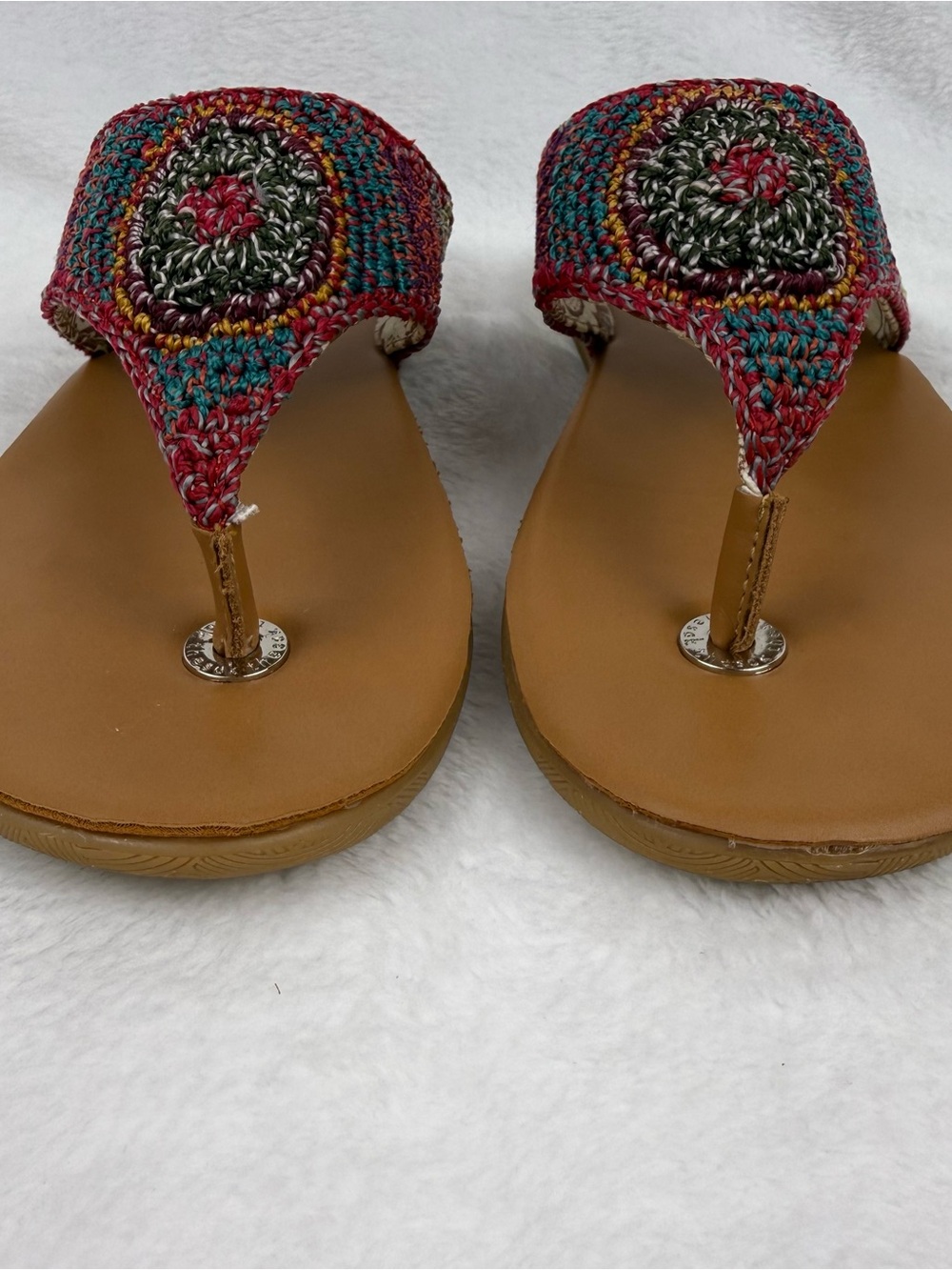 The Sak Shana Thong Sandals Womens 7 Crochet Boho Gypsy Stripe Beachwear - Picture 7 of 15